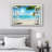 Window Scenery Tropical Green Palm Tree Coastal Beach Blue Ocean Photography Canvas Print Wall Art-56099191