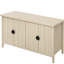 Buffet moderne à 4 portes avec détails et rangement réglable, idéal pour différentes pièces, avec poignées noires confortables, assemblage en métal de haute qualité, basculement de soutien supplémentaire