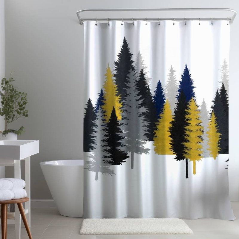 Shower Curtain HO20 – Polyester Shower Curtain, Dye Sublimation Print, 71" W × 74" L