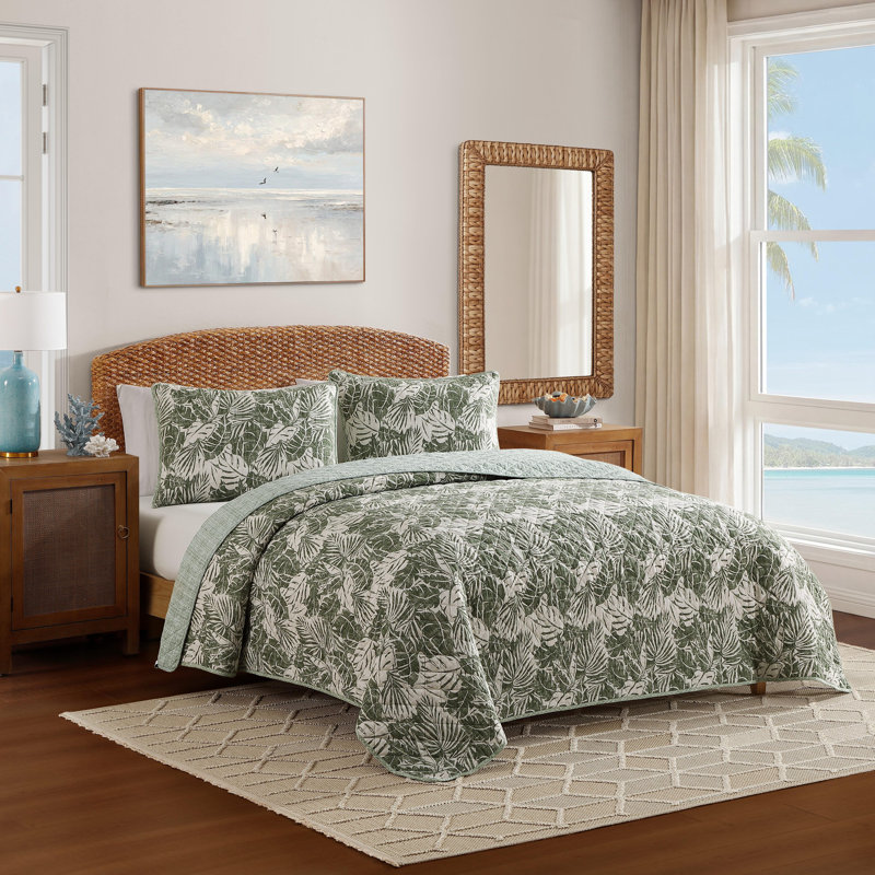 Ensemble de courtepointe réversible en coton vert Tommy Bahama Costa Blanca, King