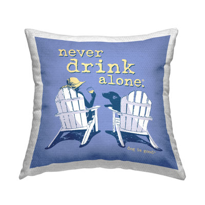 Girl & Dog Drink Alone Outdoor Printed Pillow by Dog Is Good