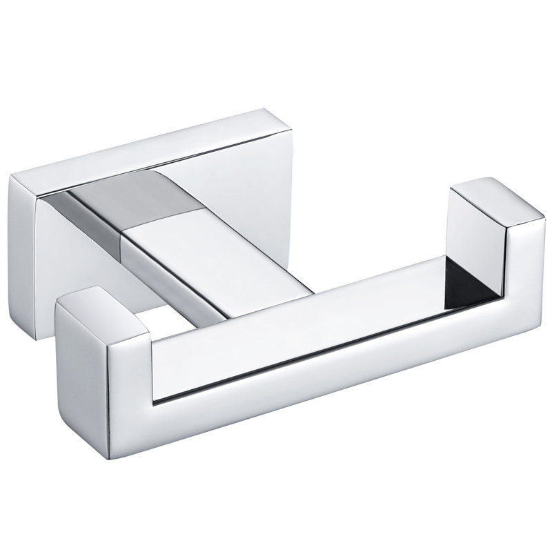 Bathroom Wall Mounted Double Towel Hook, Polished Chrome