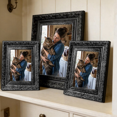 Black 3 PCS Simple Picture Frame for 5" x 7" Photos and Bedroom Shelf Styling