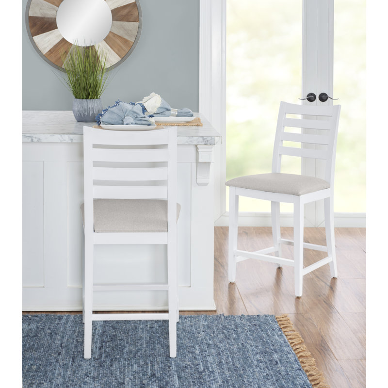 Tabouret Sandra, Blanc / Beige