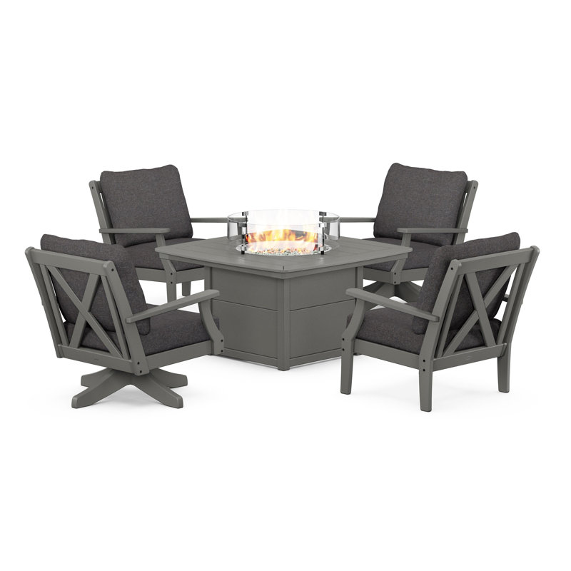 Braxton 5-Piece Deep Seating Set with Fire Table, Slate Grey, Ash Charcoal