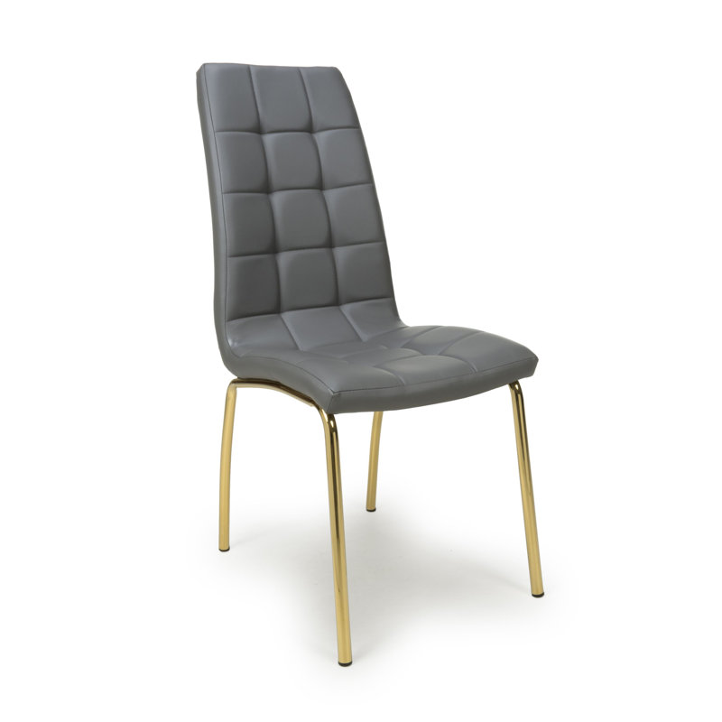 Jenner Leather Effect Dining Chair, Grey, Gold