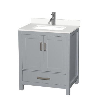 Meuble-lavabo simple autoportant 30 po avec plateau en quartz Sheffield