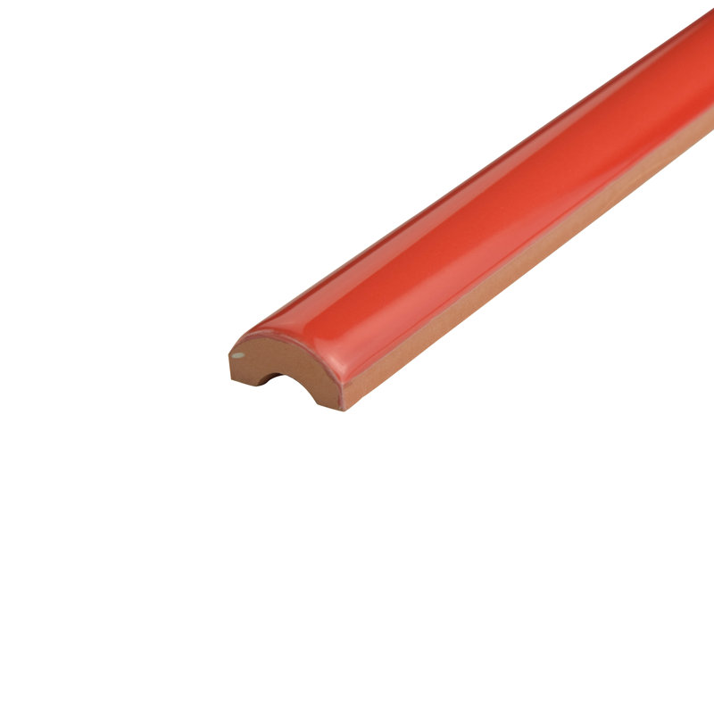 Bordon 1"x 7-7/8" Ceramic Quarter Round Wall Tile Trim in, Rojo