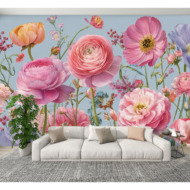 Papier peint autocollant à motif de fleurs de campagne style campagne 100 x H 144 po amovible à l'aquarelle Farmhouse Nature