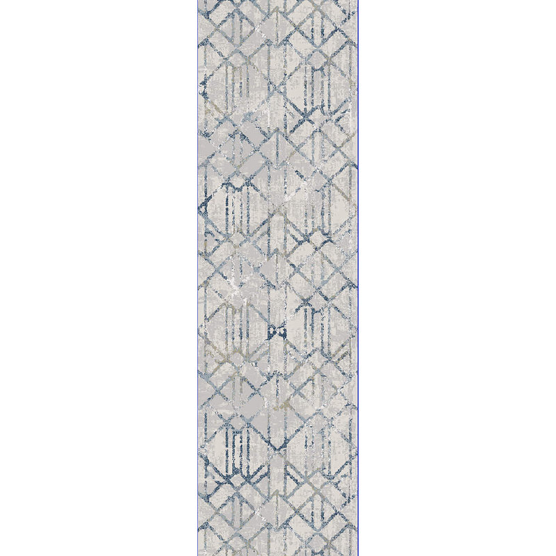 Tapis gris / bleu Garton, Rectangle 7 pi 10 po x 10 pi 10 po