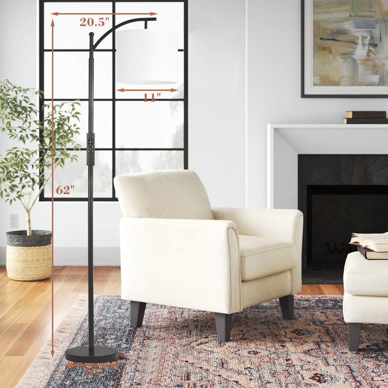 Serda 62" Task/Reading Floor Lamp, Dimmable Brightness & Colour (Remote Control + LED Bulb Included)
