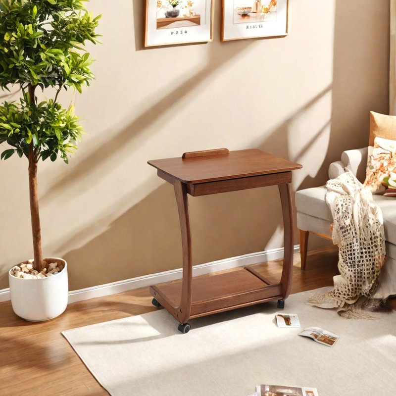 Modern minimalist adjustable and mobile End Table, 26.77" H x 31.5" W x 15.75" D