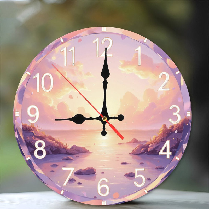 Horloge avec coucher de soleil pastel