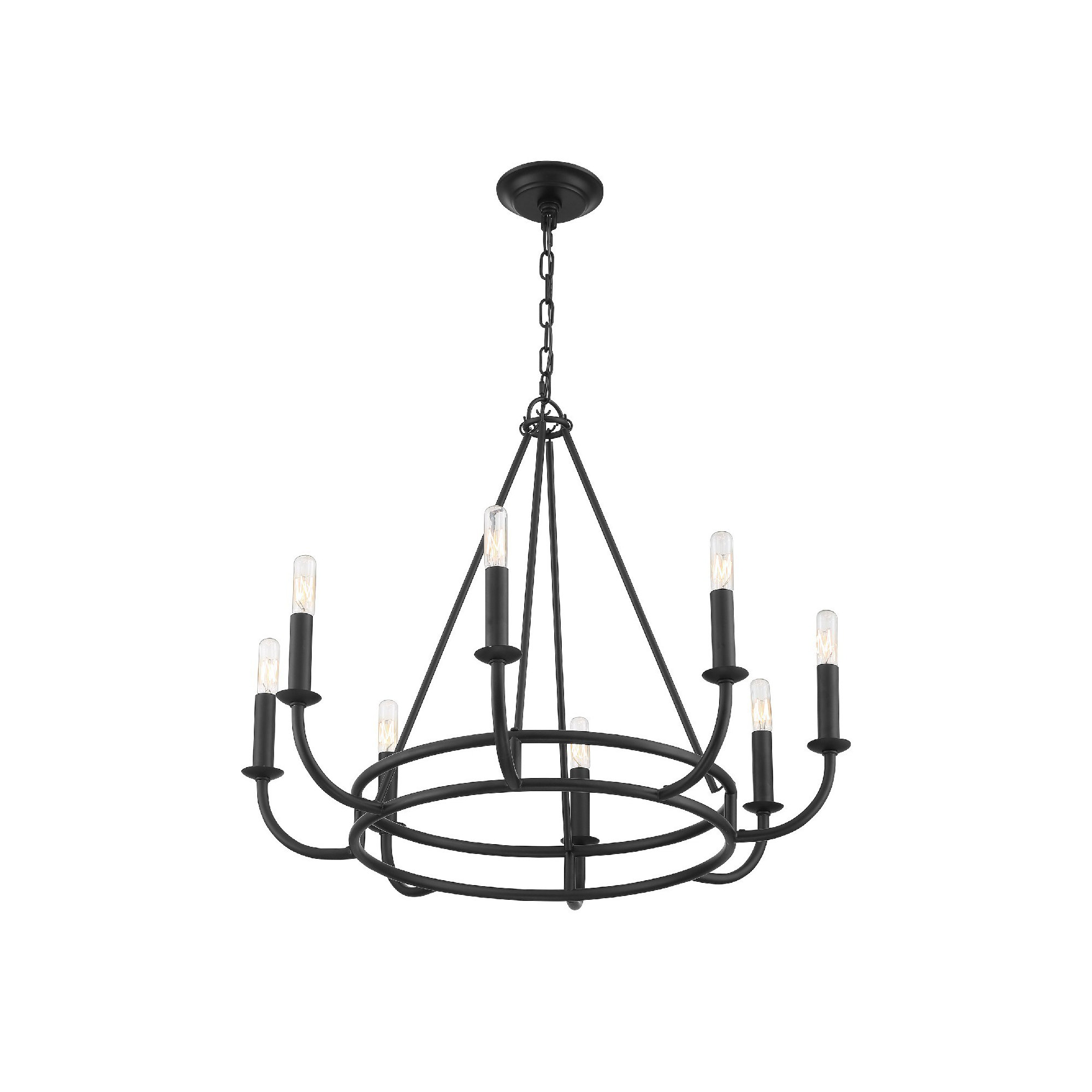 Akir 8 - Light Metal Dimmable Chandelier, Black