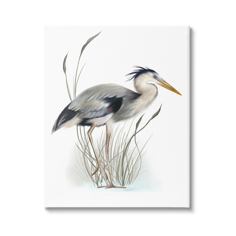 «Détaillé Heron Bird Leering Wetland Grass Marsh» par Studio Q - impression sur toile tendue, H 48 po x l 36 po x P 1,5 po
