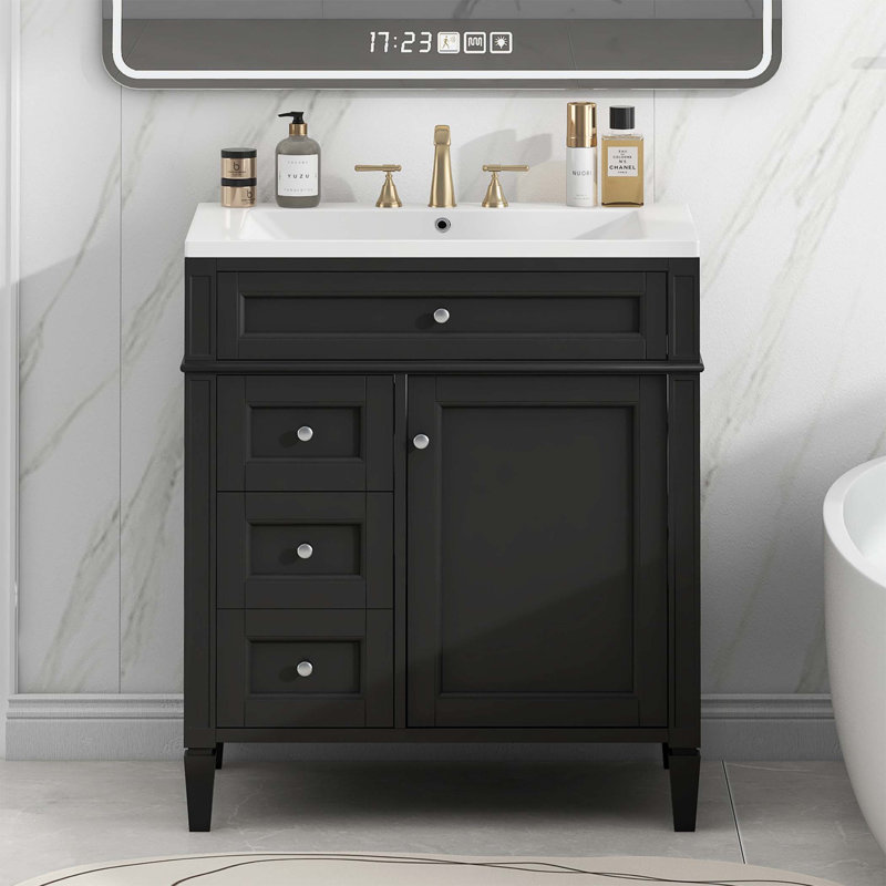30'' Bathroom Vanity with Top Sink, Black