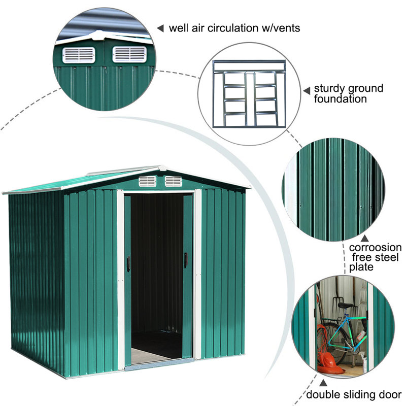 Green Metal Storage Shed