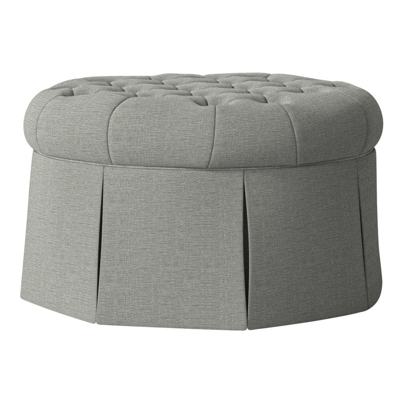 Repose-pieds cocktail capitonné rond 35 po Alma, Polyester mastic 3152