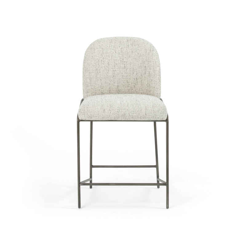 Astrud Upholstered Stool with Metal Frame, Polyester Blend Cream, Counter Stool (25" Seat Height)