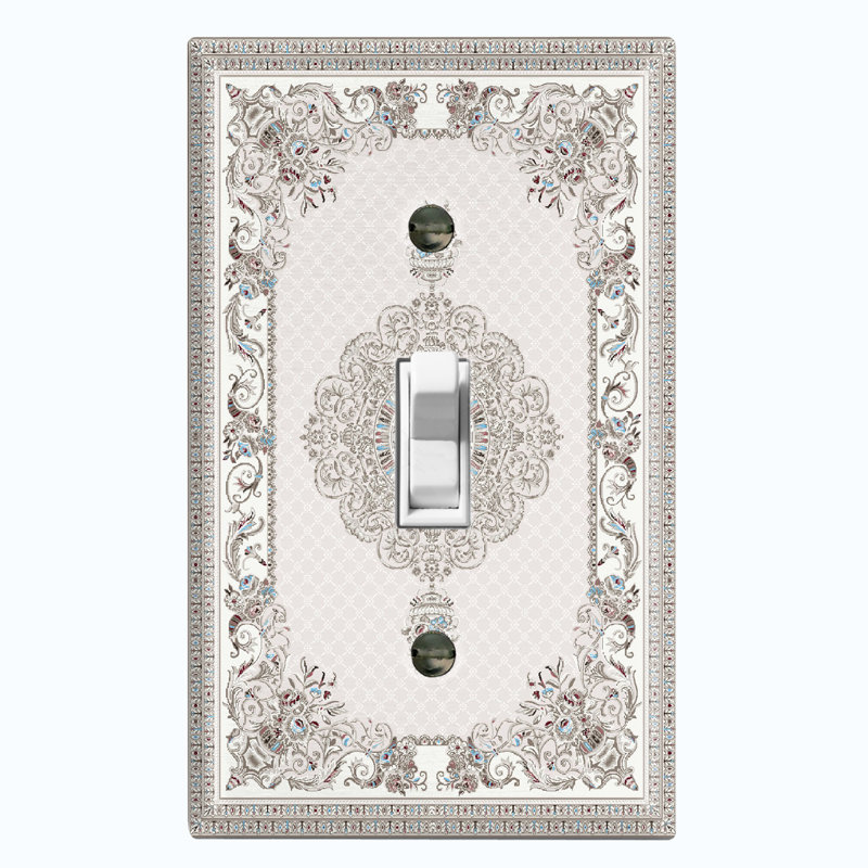 Nature Themed 1 - Gang Toggle Light Switch Standard Wall Plate, Gray/Rustic White