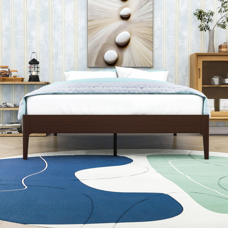 Base de lit plateforme avec support en métal, Grand lit, Chocolat