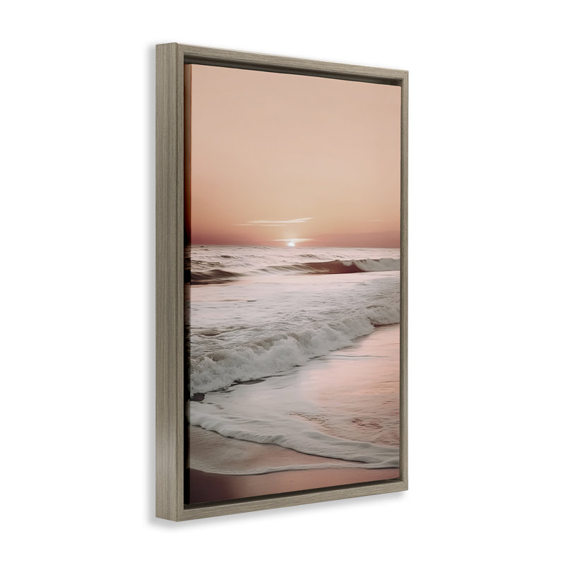 Cadre flottant Apricot Beach View, design par Decent Exposures, H 25 po x l 17 po, Cadre flottant orme Montalcino