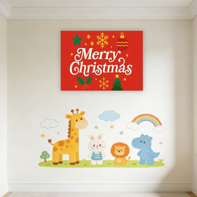Merry Christmas, art mural non encadré, thème de conception rustique, L 24 po x l 36 po