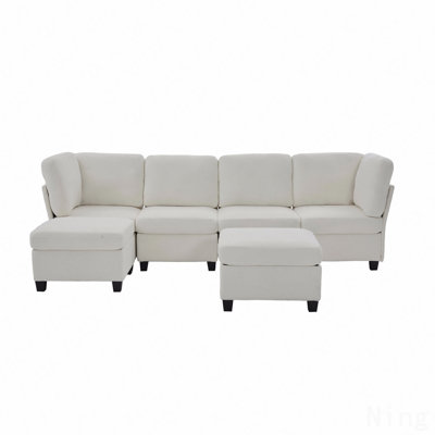 Modular Sectional Sofa: Freely Combinable 6-Seat Convertible Sectionals With Chaise, U Shaped Oversized Sectional Couches With Storage Ottoman For Home Apartment Office