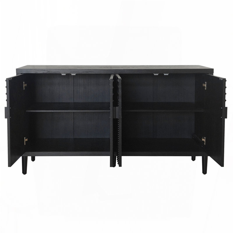 Cabine de rangement moderne en bois noir, 59 pouces - noir
