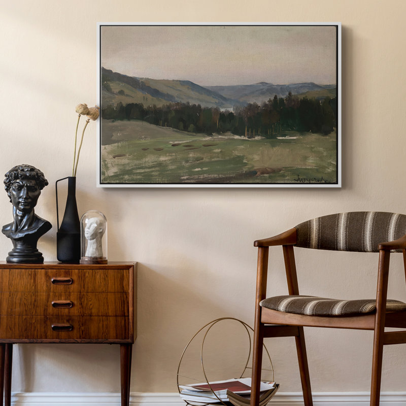 Paysage rétro - CCVXCIV - Toile tendue avec châssis, Toile encadrée flottée blanche, H 25 po x l 37 po x P 2 po