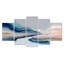 «White Blue River Fragments - Encre liquide, impression sur toile abstraite, 5 pièces