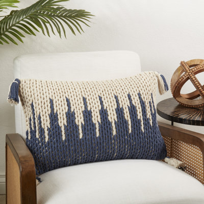 Coussin en tricot tricoté à franges Zig Zag