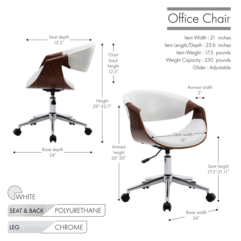 Chaise de travail Ayzlee, Blanc