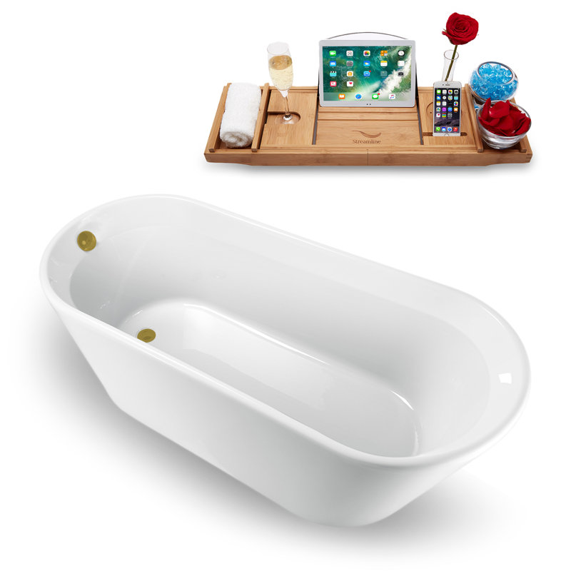 1550mm x 759.5mm Soaking Acrylic Bathtub, Brushed Gold