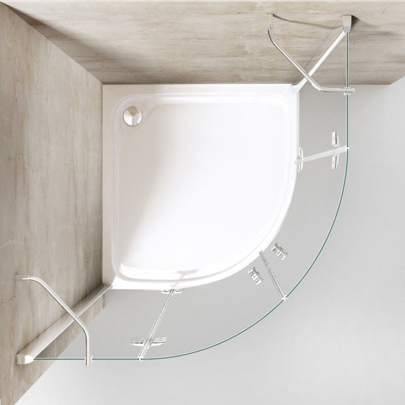  Quadrant Shower Enclosure, Double Hinged Door, 8mm Safety Glass With Anti Slip Acrylic Shower Tray (900 x 900mm)