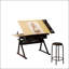 Bureau de dessin réglable avec 2 tiroirs et tabouret, parfait pour le bureau à domicile et l'école-129950642