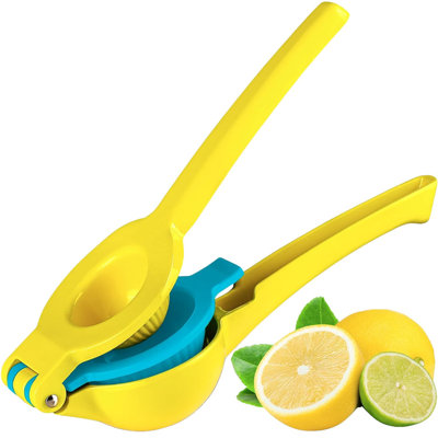 Zulay Kitchen Metal 2-in-1 Lemon Squeezer Manual - Sturdy, Max Extraction Hand Juicer Lemon Squeezer Gets Every Last Drop