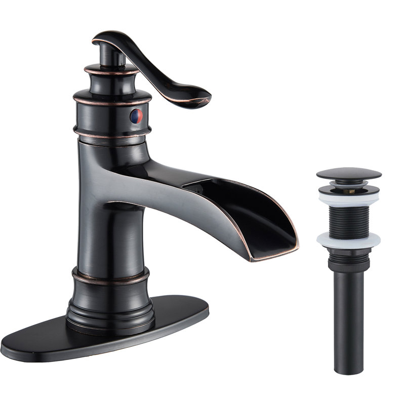 Single-handle Bathroom Faucet with Drain Assembly, OIl Rubber Bronze