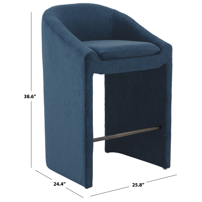 Kagan Chenille Counter Stool, Bar Stool (30.7" Seat Height), Navy
