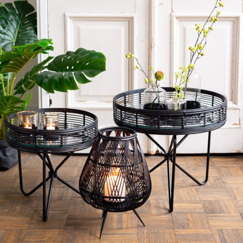 Downer Glass Top Abstract End Table, 49cm H x 57cm W x 57cm D
