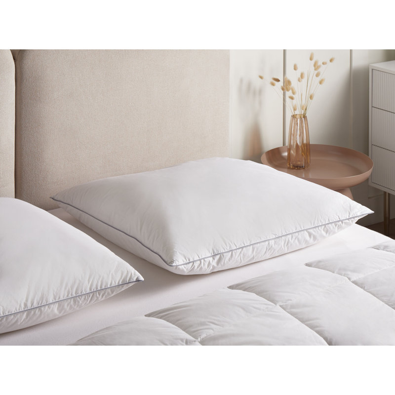 3-Chamber Bed Pillow TEIDE Low Duck Feathers and Down 40 x 80 cm White, 80 x 80 cm, 8cm