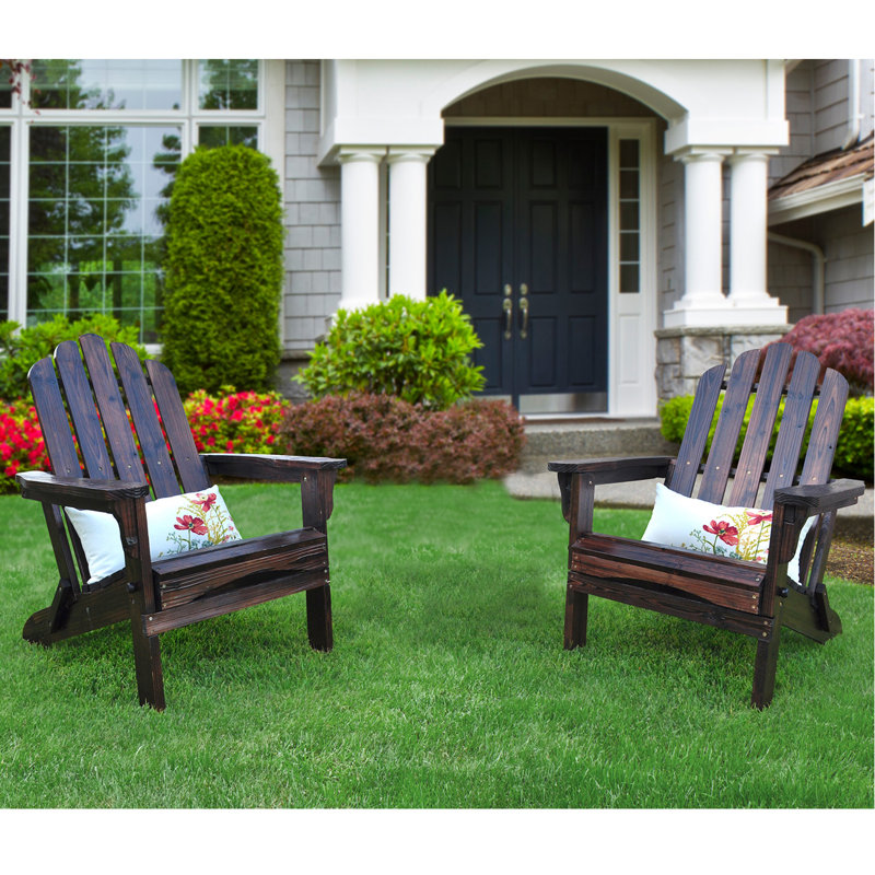Amza Foldable Outdoor Adirondack Set, Dark Brown