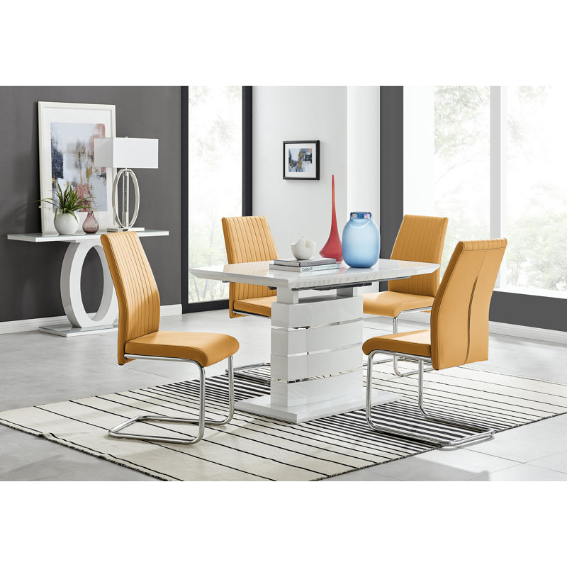 Eubanks 4 - Person Dining Set, Mustard