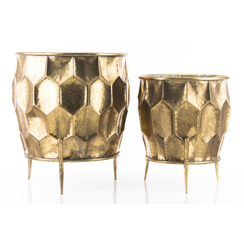 Ballajura Metal Pot Planter, Golden