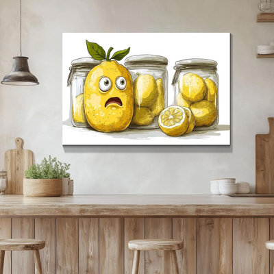 «Lemon Kitchen», art mural 24 x 16 po, dessin amusant et humoristique de citron, cuisine, nourriture, nature morte, affiche, impressions d'art, salon, salle à manger, restaurant, décoration murale, facile à accrocher