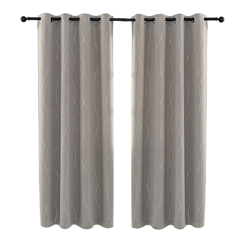 Paire de rideaux occultant et isolant en microfibre à pois, Gris espace, L 52 po x L 84 po