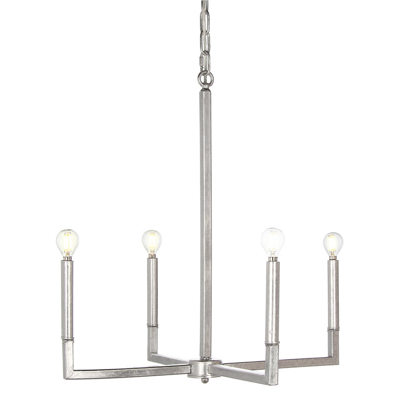 Modern Chandelier, Silver Leaf