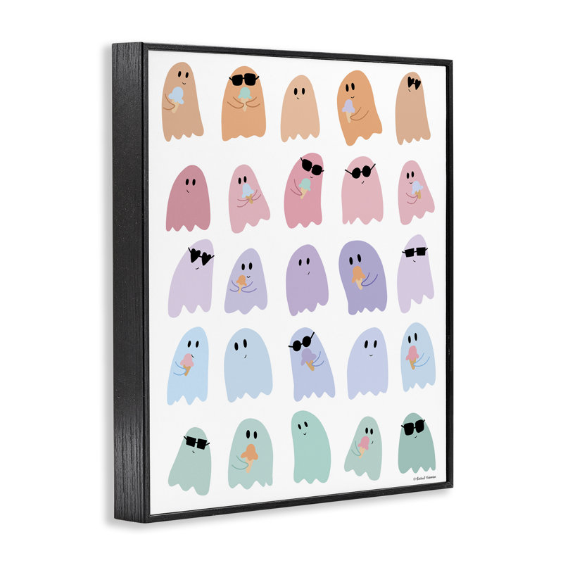 «Spooky Cute Pastel Ghost», estampe numérique, design par Rachel Nieman, H 14 po x l 11 po, Giclée encadrée noir minuit
