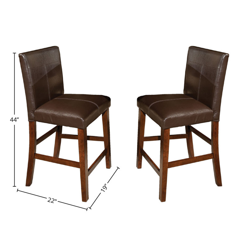 Upholstered Faux Leather Counter Stool with Solid Wood Frame