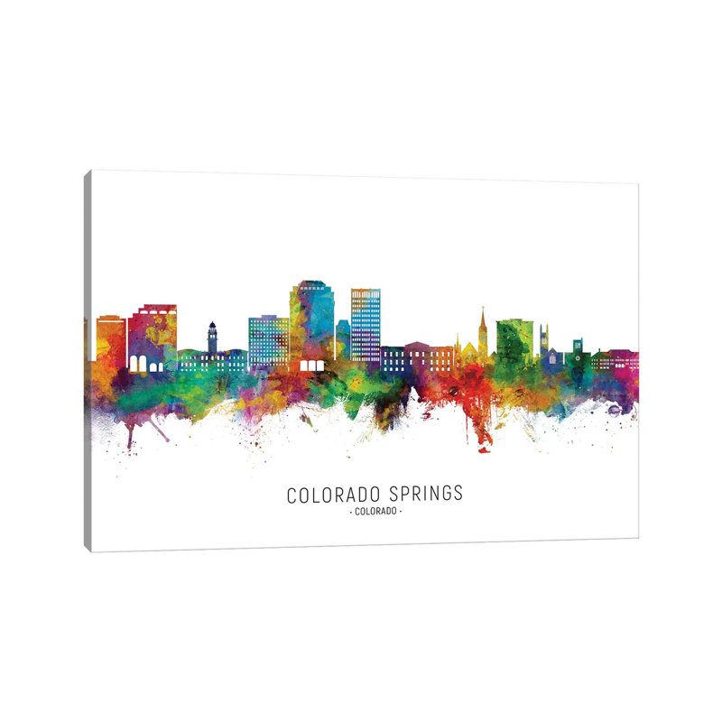 Colorado Springs Skyline City Name by Michael Tompsett - Wrapped Canvas Gallery-Wrapped Canvas Giclée